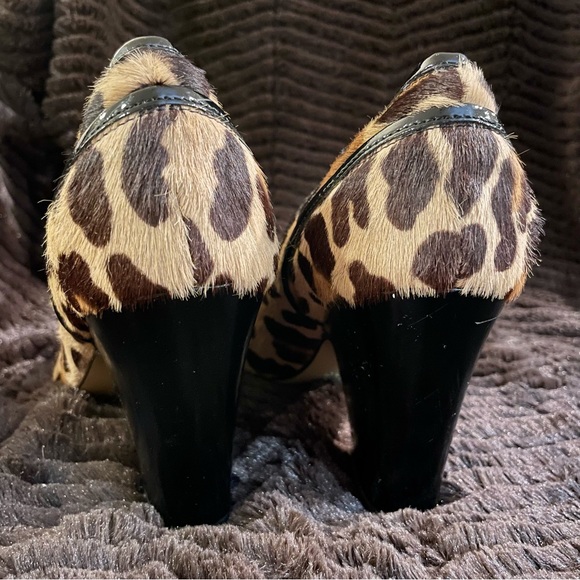Franco Barbieri Leopard Haircalf Peep-Toe Pump 8 B - Picture 11 of 14